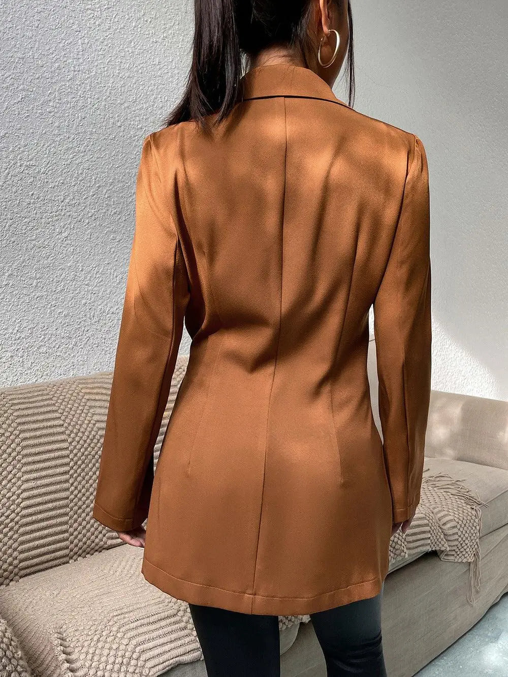 Blue Zone Planet | Belted Slit-Cuff Longline Blazer