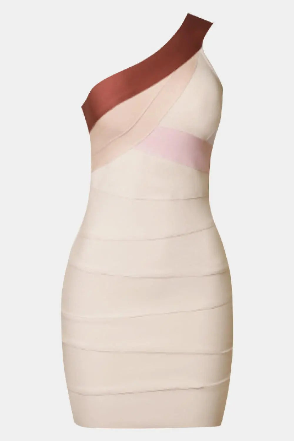 Blue Zone Planet | Contrast One-Shoulder Bandage Bodycon Mini Dress