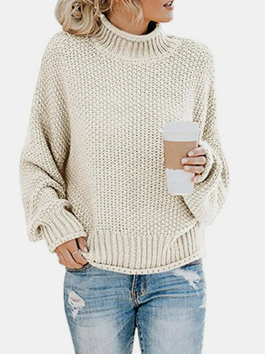 Blue Zone Planet | Dropped Shoulder Rolled Hem Sweater