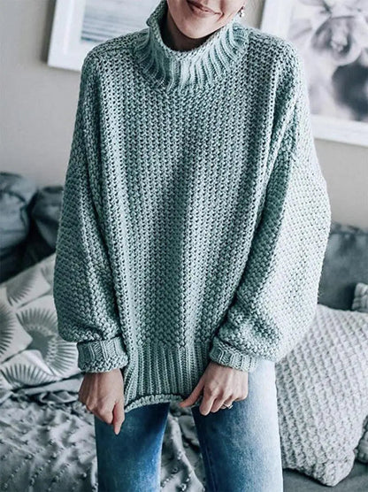 Blue Zone Planet | Dropped Shoulder Rolled Hem Sweater