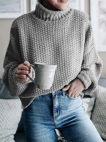 Blue Zone Planet | Dropped Shoulder Rolled Hem Sweater