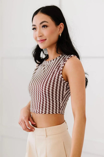 Blue Zone Planet | Retro Living Geometric Crop Top