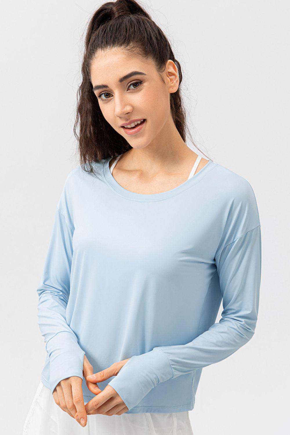 Blue Zone Planet | Breathable Round Neck Dropped Shoulder Top