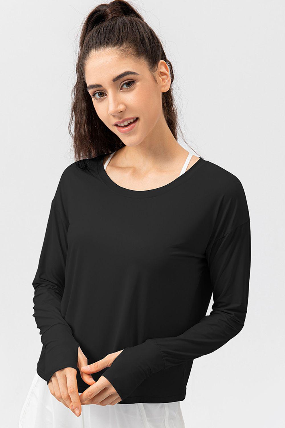Blue Zone Planet | Breathable Round Neck Dropped Shoulder Top