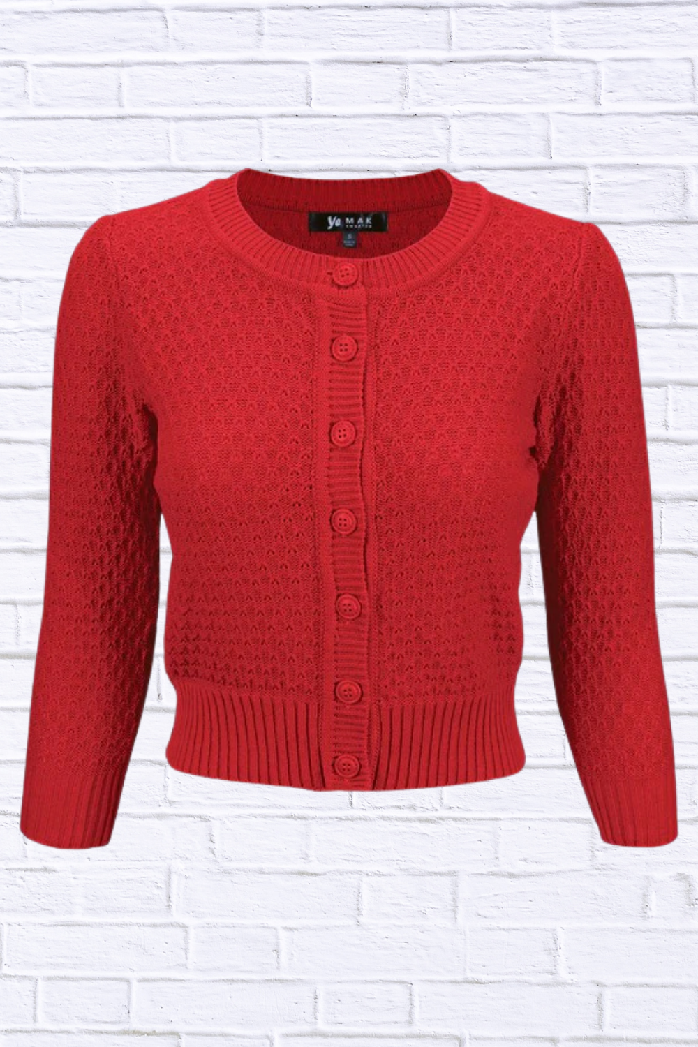 3/4 Sleeve Cute Pattern Cropped Cardigan Sweater