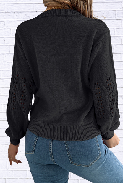Hollow Out Eyelet Long Sleeve Sweater