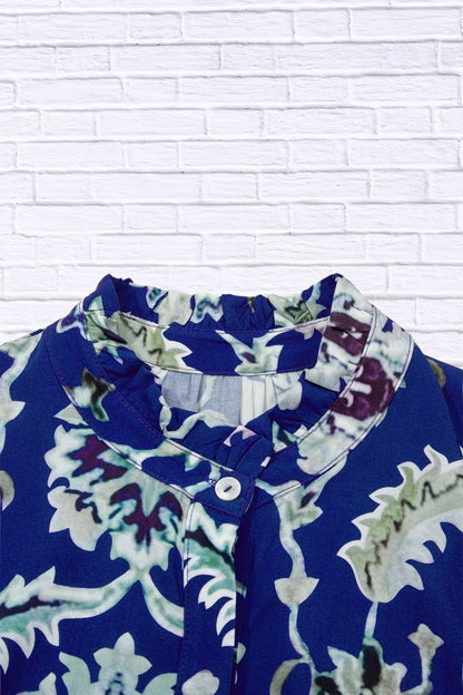Wild Floral Print Frilled Collar Half Sleeve Dress for Women