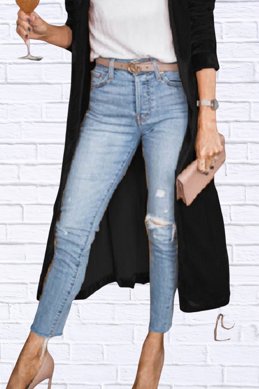 Open Front Long Sleeve Longline Cardigan