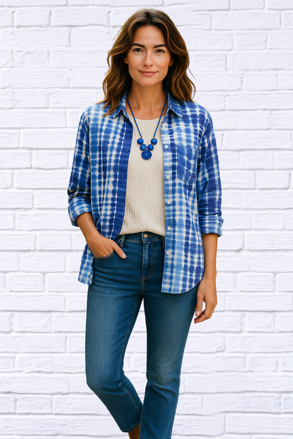 Indigo Ink Womens Button up Long Sleeve Shirt