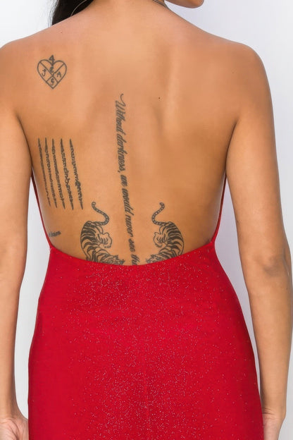 Blue Zone Planet | Halter Necklace Trim Long Dress