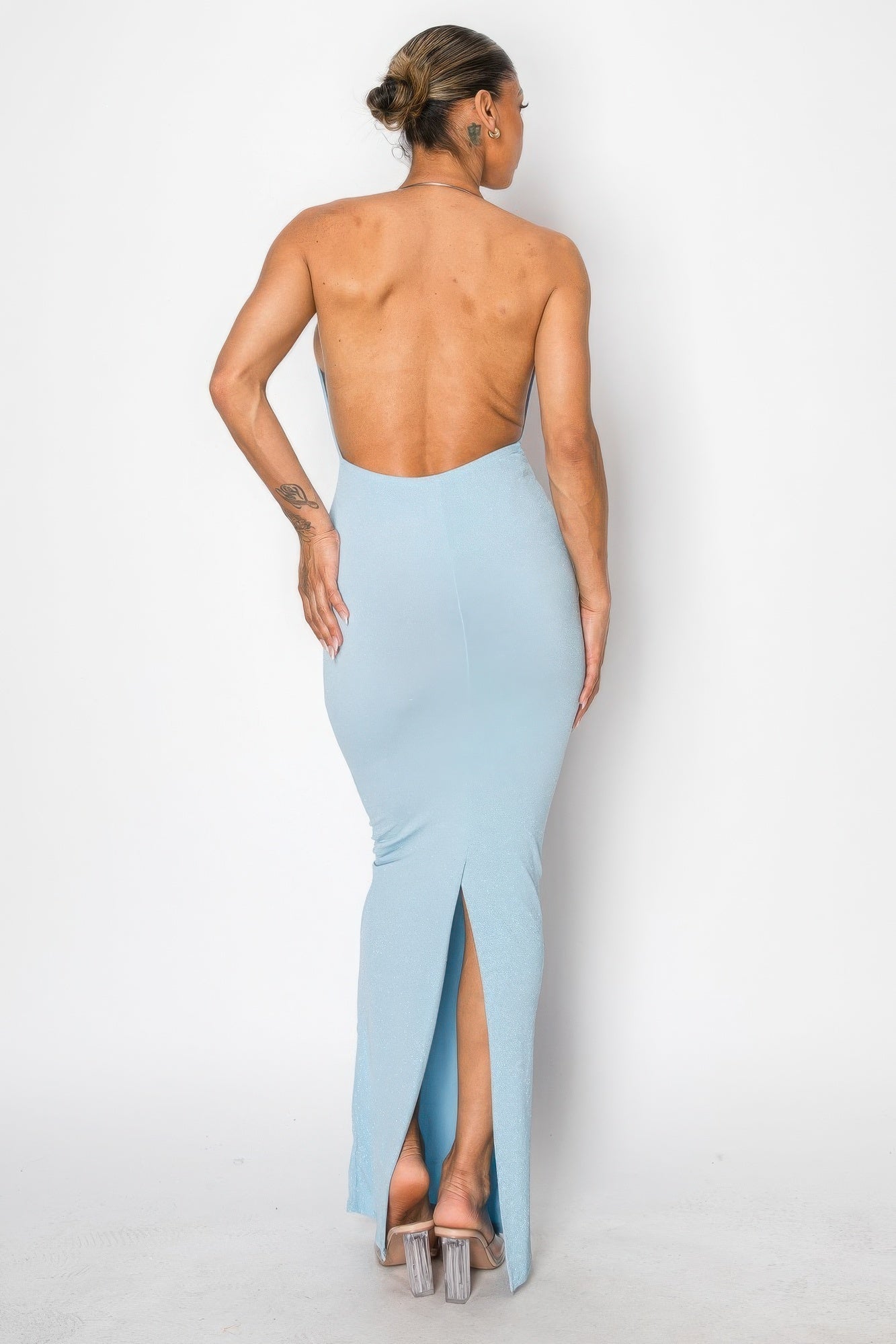 Blue Zone Planet | Halter Necklace Trim Long Dress