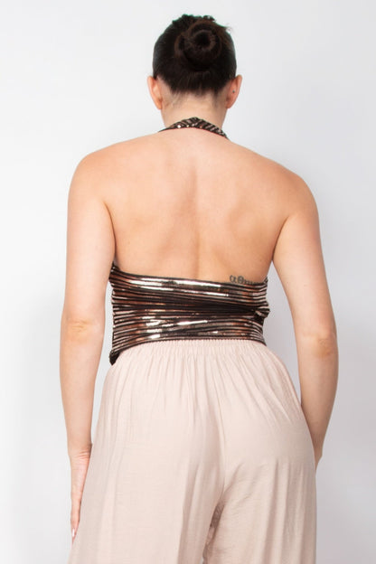 | Gina's Surplice Halter Sequins Top