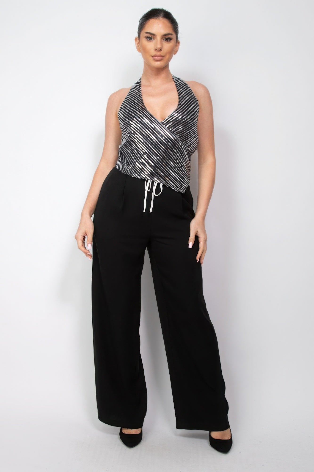 | Gina's Surplice Halter Sequins Top