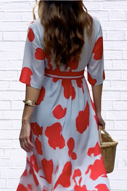Floral Print Half Sleeve Maxi Dress