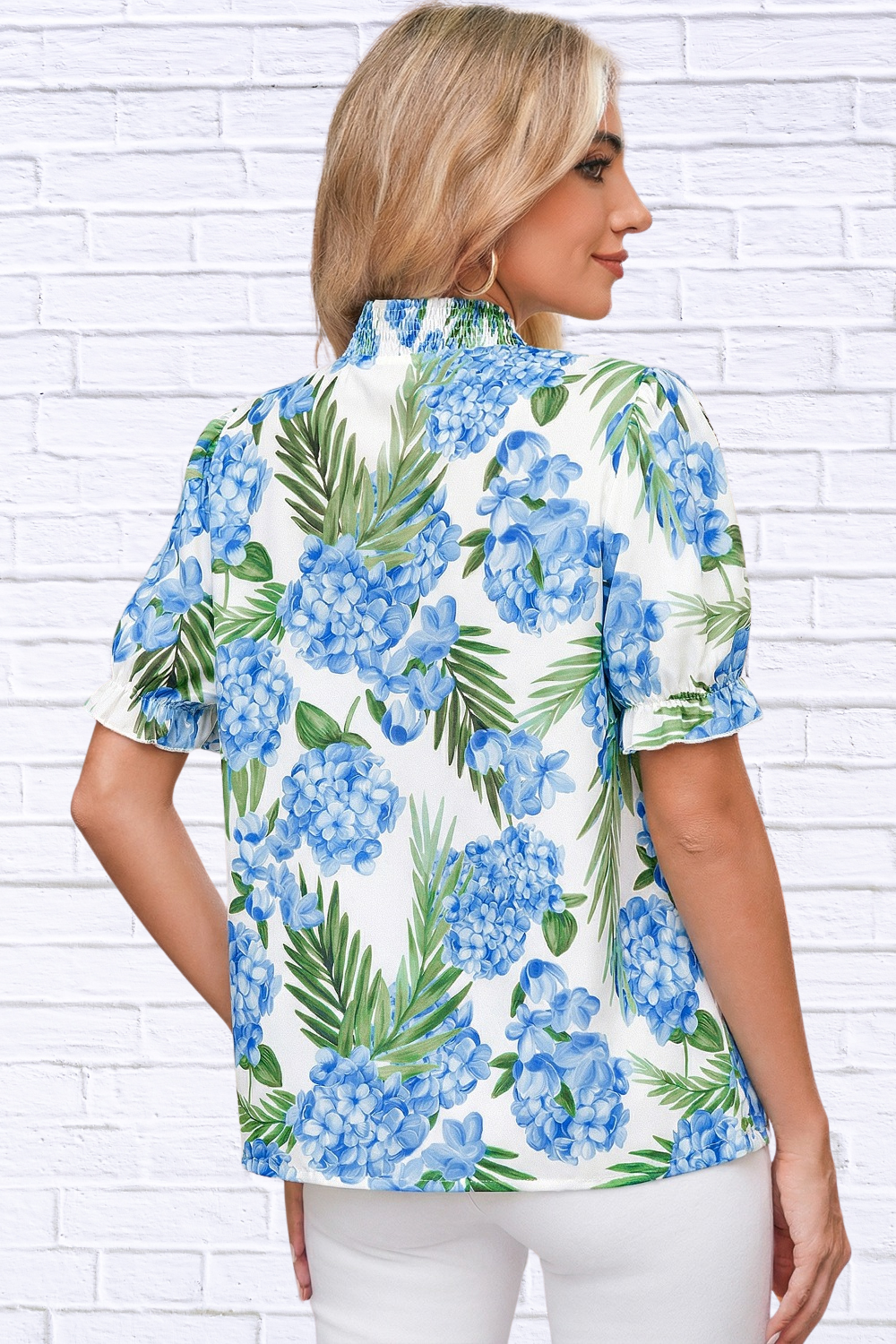 Palm Floral Patchwork Blouse