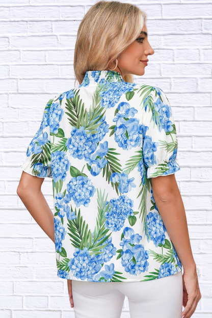 Palm Floral Patchwork Blouse