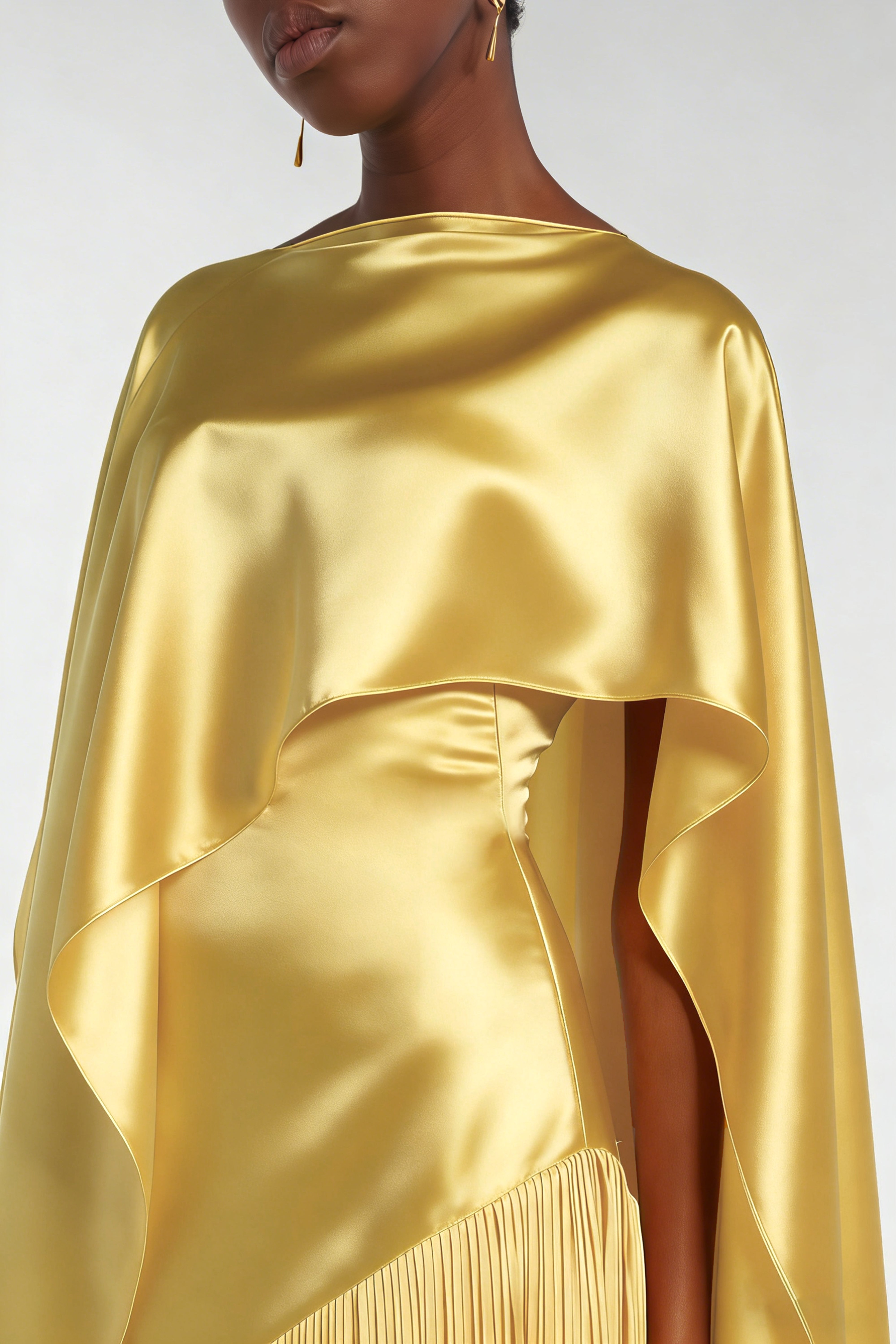 Cayetana Yellow Fringed Maxi Dress with Shawl Detail