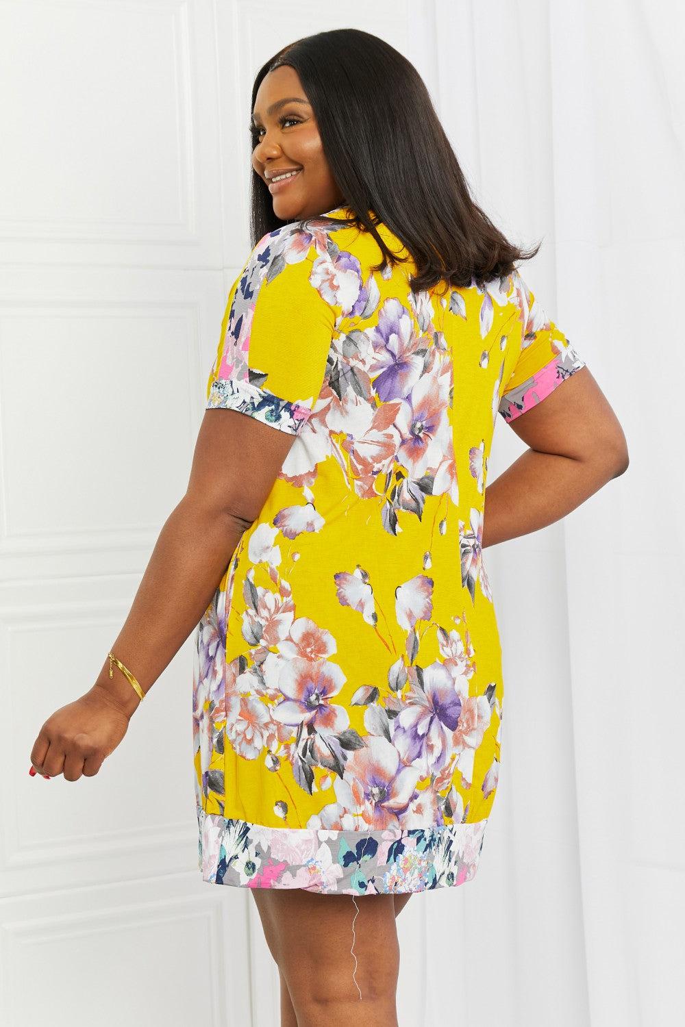 Blue Zone Planet | Celeste In The Meadow Full Size Contrast Mini Dress