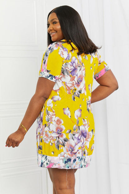 Blue Zone Planet | Celeste In The Meadow Full Size Contrast Mini Dress