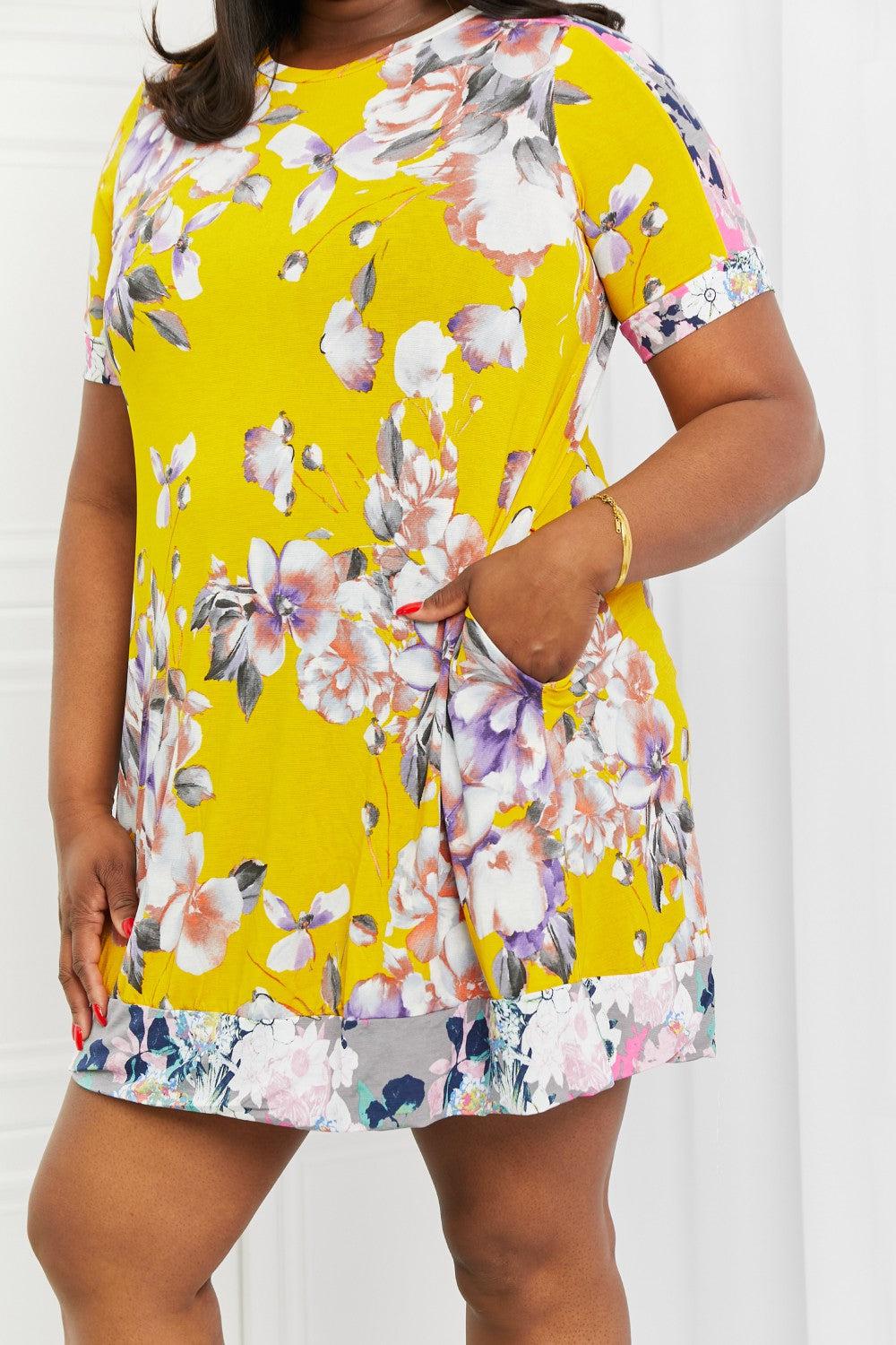 Blue Zone Planet | Celeste In The Meadow Full Size Contrast Mini Dress