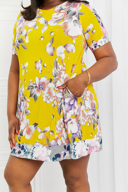 Blue Zone Planet | Celeste In The Meadow Full Size Contrast Mini Dress