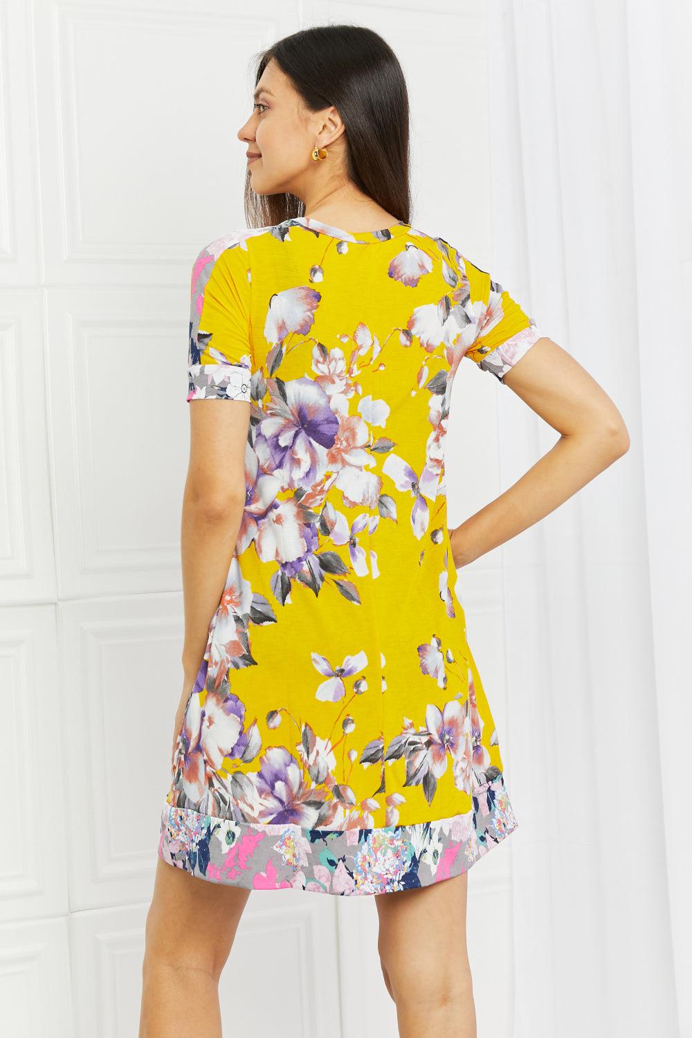 Blue Zone Planet | Celeste In The Meadow Full Size Contrast Mini Dress