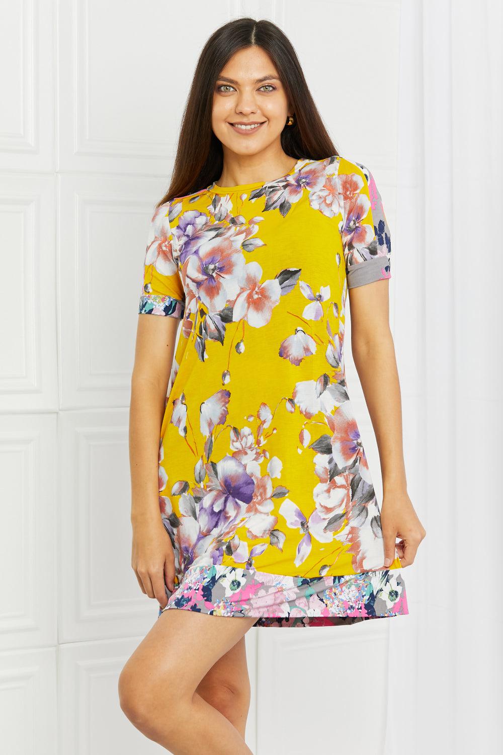 Blue Zone Planet | Celeste In The Meadow Full Size Contrast Mini Dress