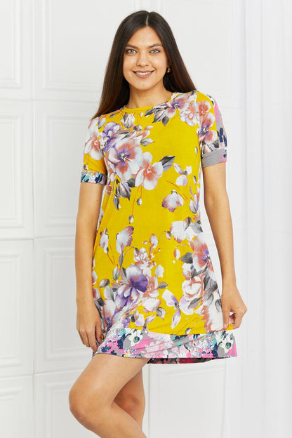 Blue Zone Planet | Celeste In The Meadow Full Size Contrast Mini Dress
