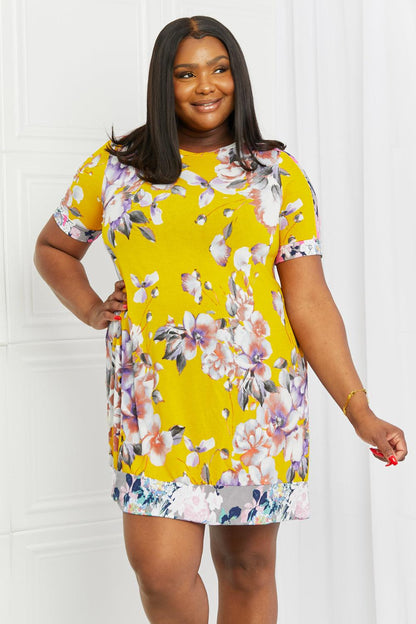 Blue Zone Planet | Celeste In The Meadow Full Size Contrast Mini Dress
