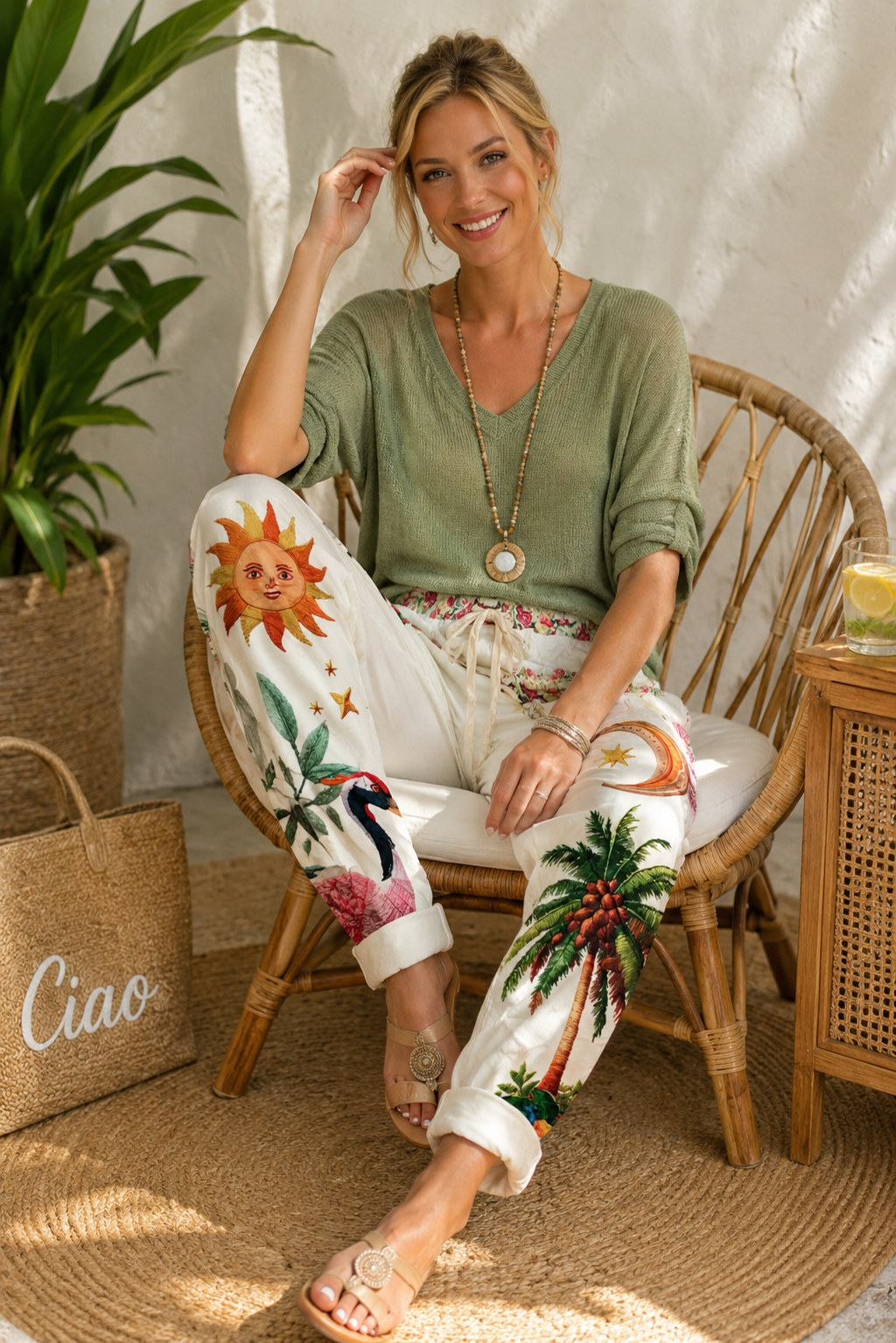 Artistic Floral Print Jogger Pants | Boutique Women's Trousers