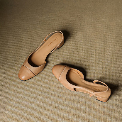 Chic Genuine Leather Slingback Heels