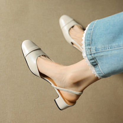 Chic Genuine Leather Slingback Heels