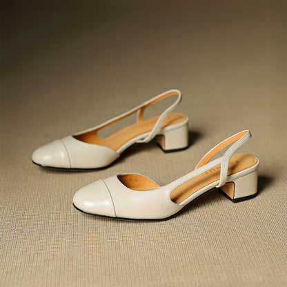 Chic Genuine Leather Slingback Heels