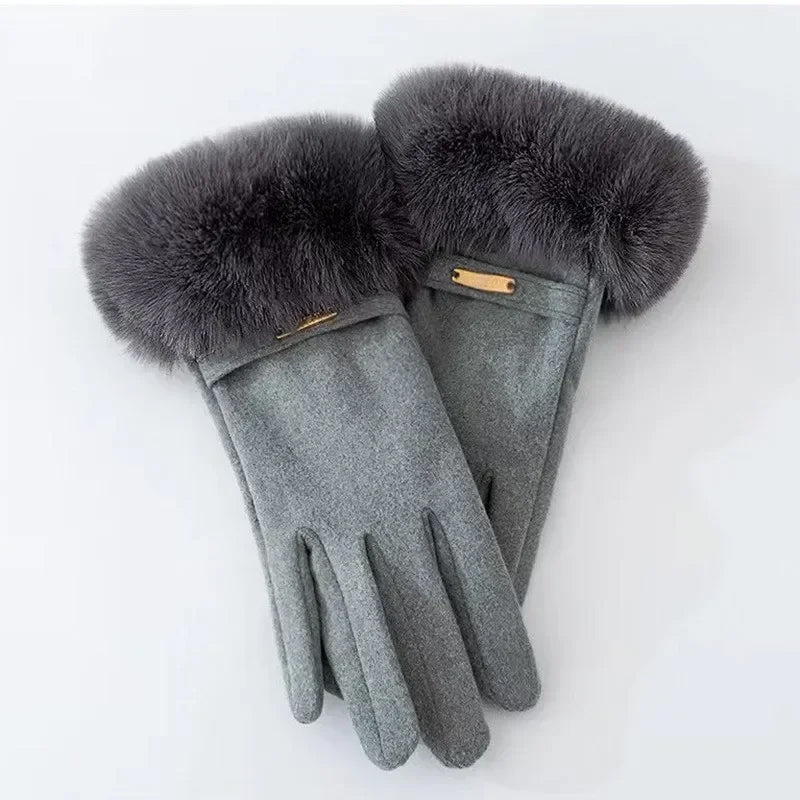Chic Plush Cuff Winter Gloves