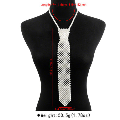 Chloe - Women's Beaded Pearl Necktie Necklace