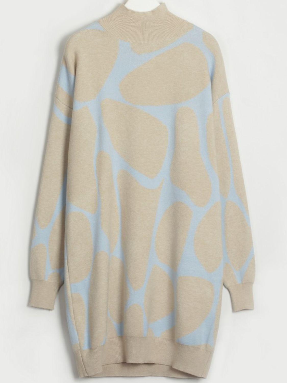 Blue Zone Planet | Contrast Mock Neck Sweater Dress
