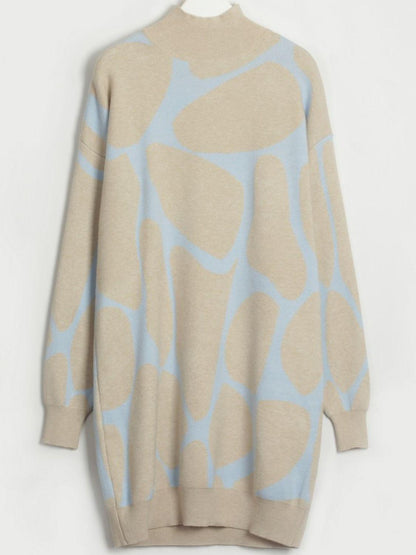 Blue Zone Planet | Contrast Mock Neck Sweater Dress
