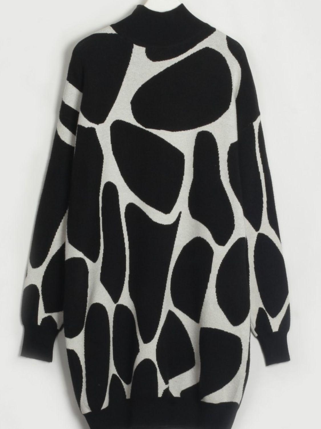 Blue Zone Planet | Contrast Mock Neck Sweater Dress