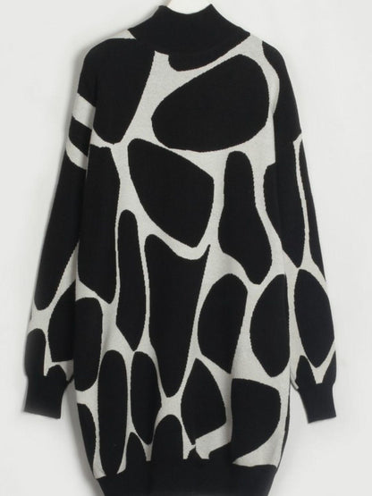 Blue Zone Planet | Contrast Mock Neck Sweater Dress