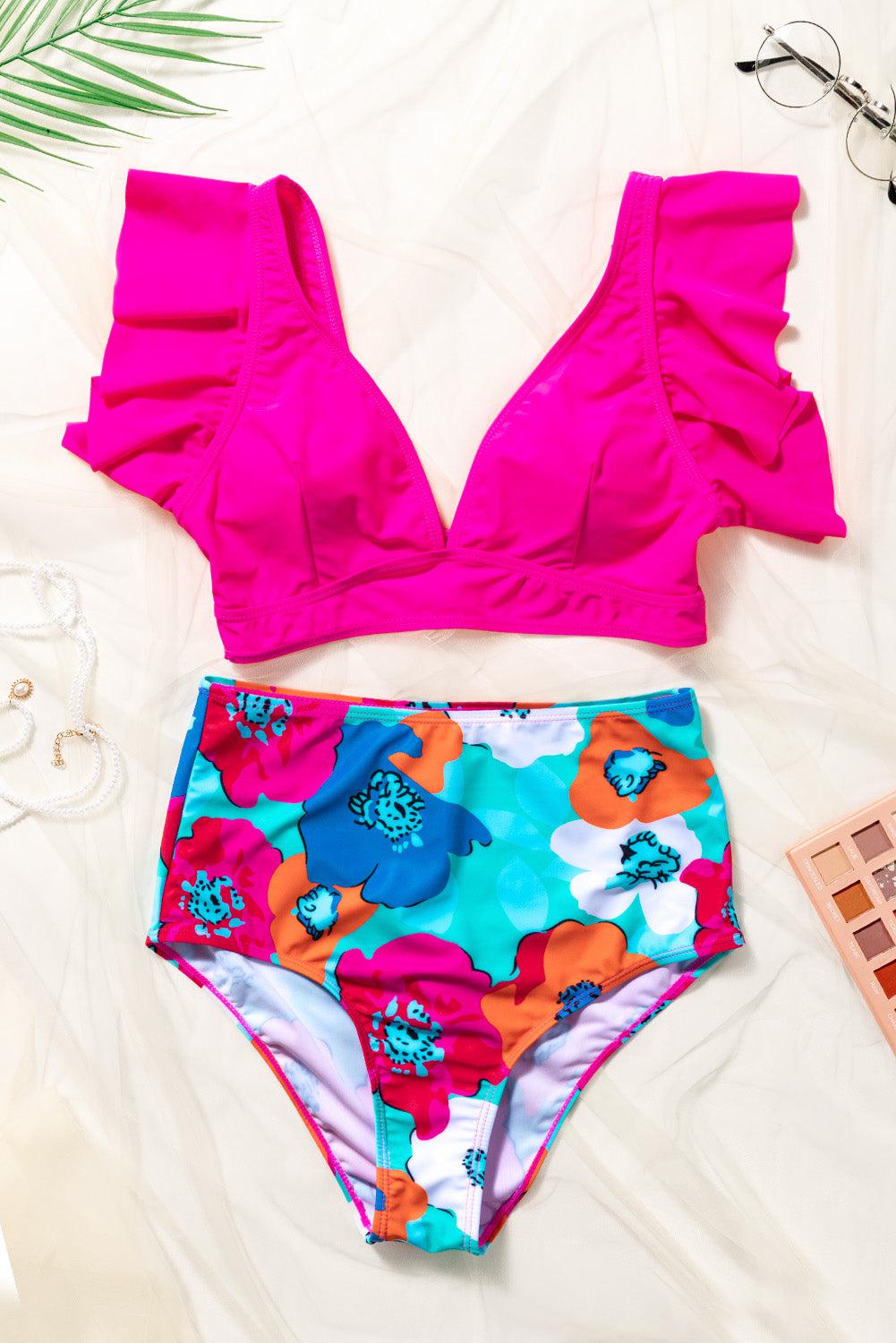 Blue Zone Planet | Cropped Swim Top and Floral Bottoms Set