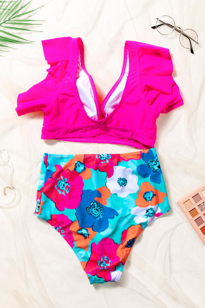 Blue Zone Planet | Cropped Swim Top and Floral Bottoms Set