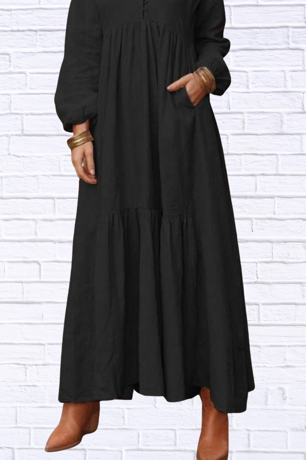 Plus Size V-Neck Tiered Maxi Dress | Flowy & Chic
