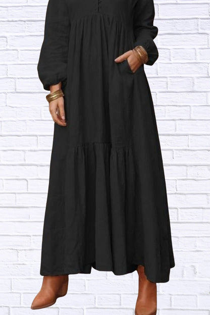 Plus Size V-Neck Tiered Maxi Dress | Flowy & Chic