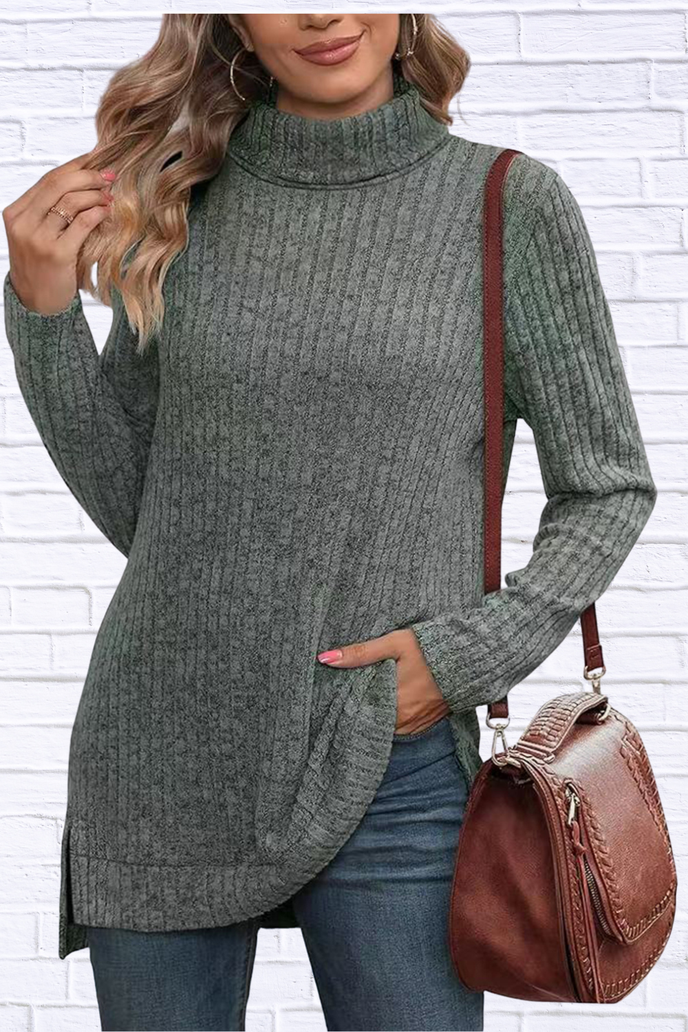 Turtleneck High Low Top
