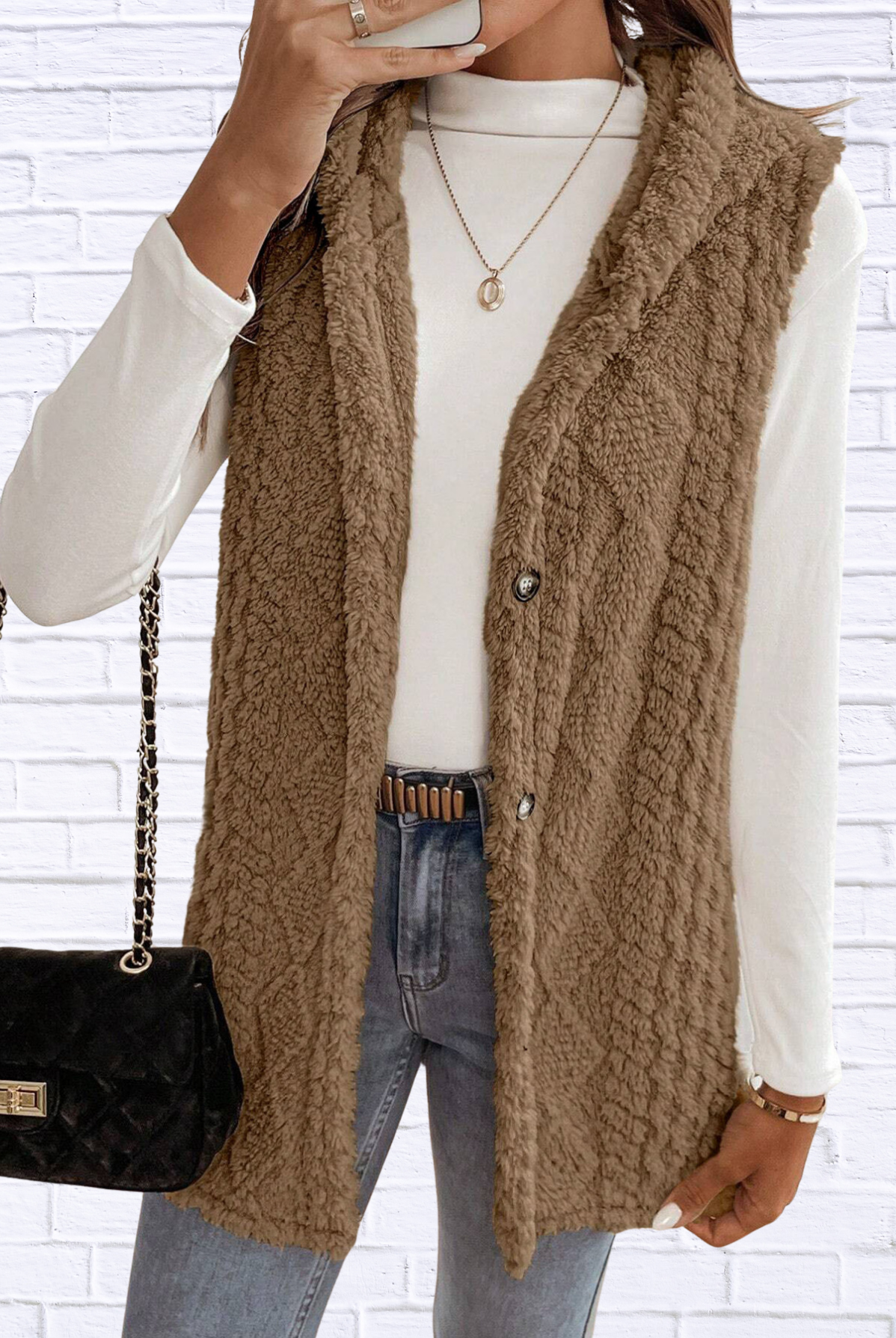 Cozy Sherpa Fleece Hooded Vest Coat