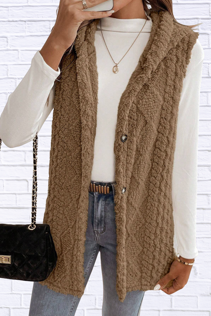 Cozy Sherpa Fleece Hooded Vest Coat