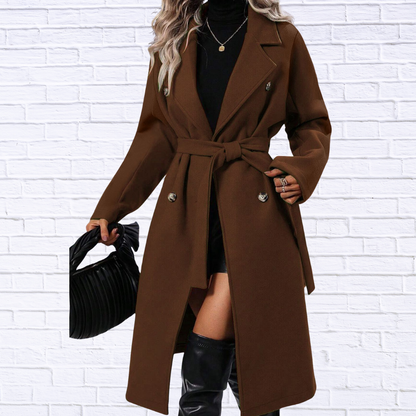 Double-Breasted Tie Waist Coat