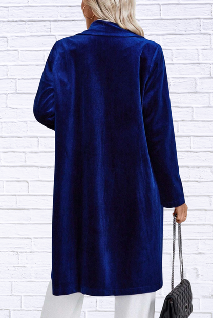 Lapel Collar Long Sleeve Longline Coat