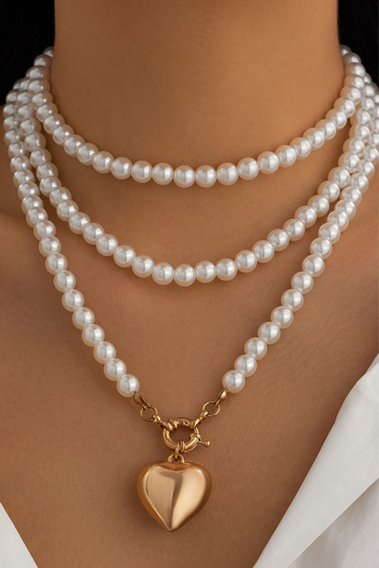 Pearl Chain Heart Necklace