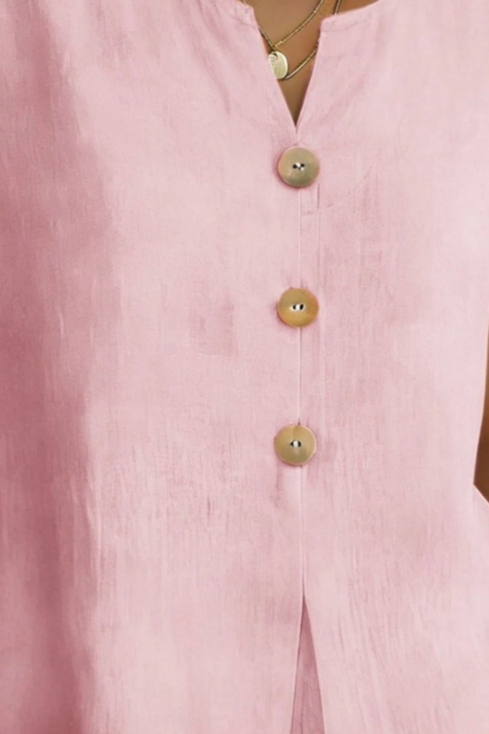 Decor Button Short Sleeve Blouse | Elegant Women’s Top